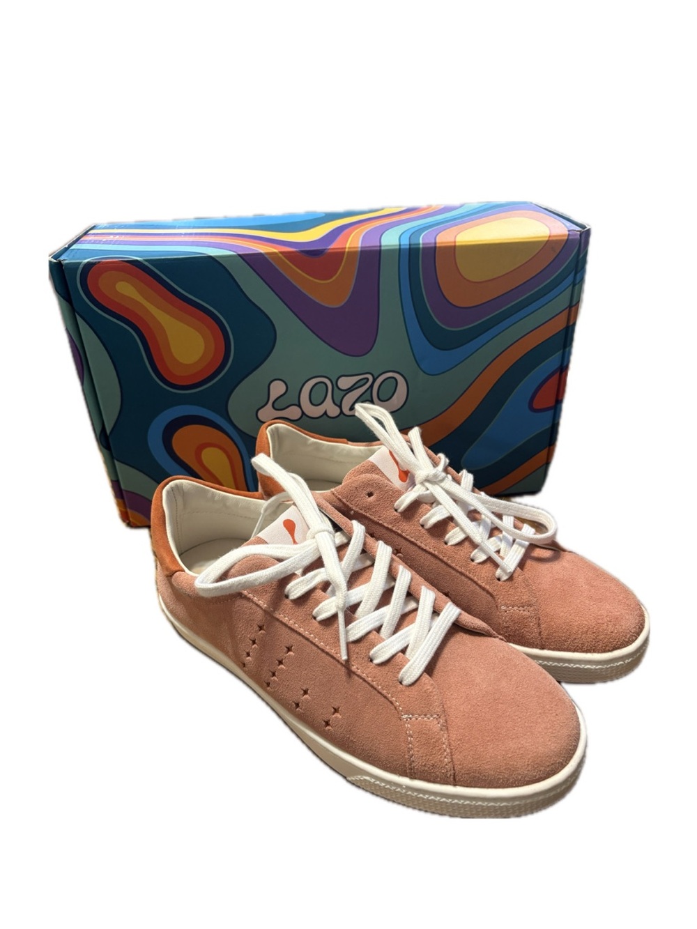 Women's Suede Lace-Up Sneakers — Orange